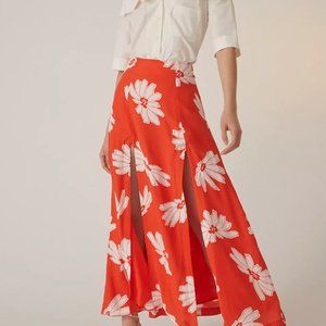 Anthropologie Maeve Floral Midi Skirt, Red, size 8 - NWT